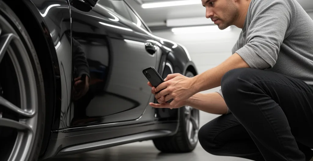 Inspection minutieuse du bas de caisse d'une voiture de sport